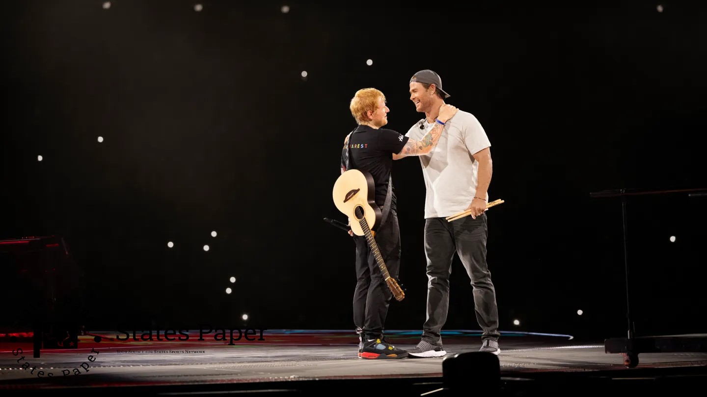 Chris Hemsworth Surprises 70,000 Fans in Romania Playing Drums at Ed Sheeran Concert